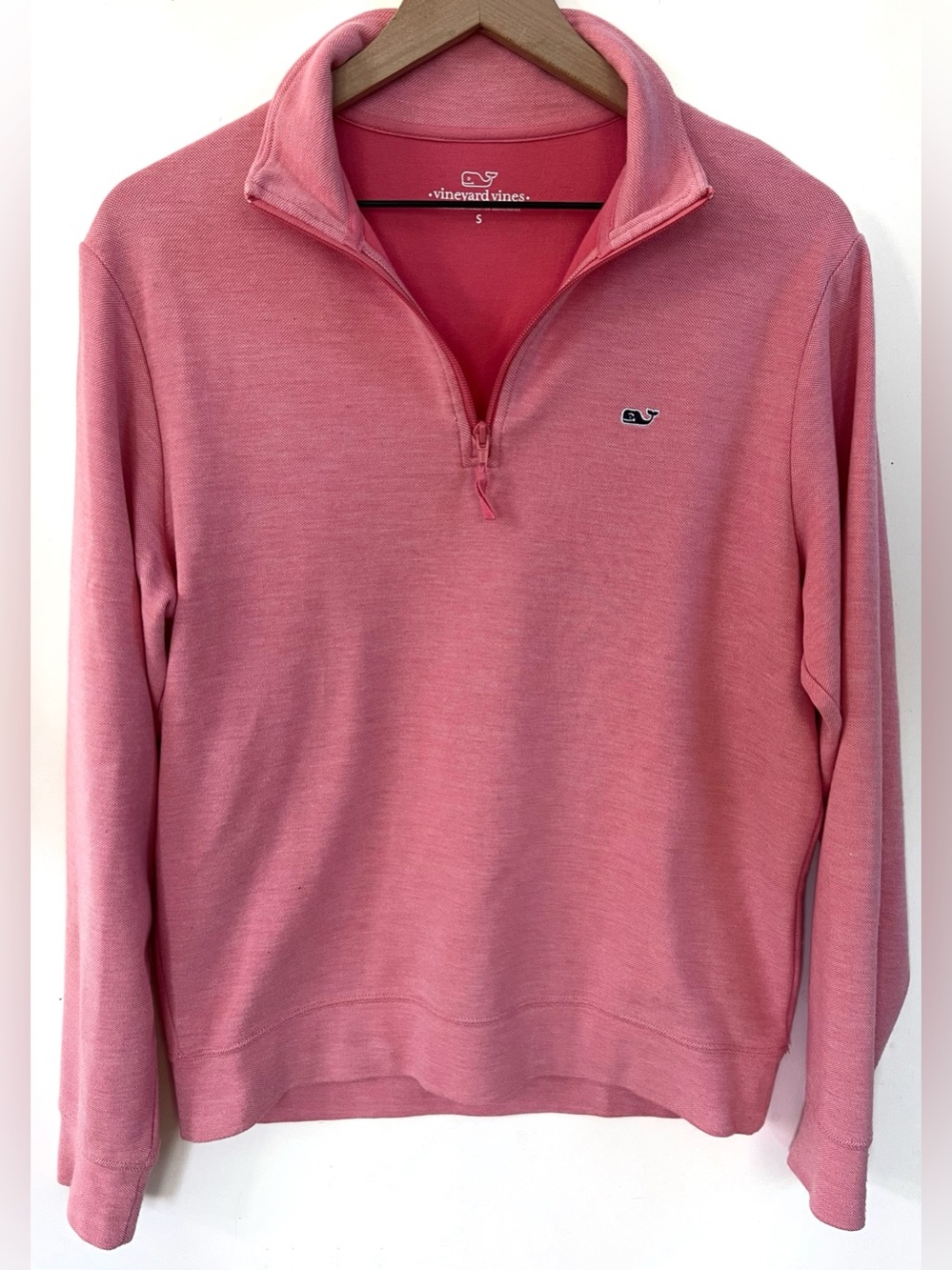 Vineyard Vines Pink Quarter Zip Pullover Lightweight Preppy Whale Logo Men’s S